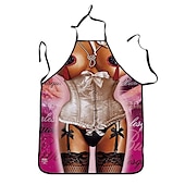 cheap Aprons-Cosplay Chef Apron For Women and Men, Kitchen Cooking Apron, Personalised Gardening Apron with Long Ties Neck Strap BBQ Drawing Crafting Aprons