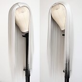 cheap Synthetic Trendy Wigs-Platinum White Wig Long Straight Hair Platinum Blonde Wig Heat Resistant Fiber Hair Synthetic Laceless Wig for Fashionable Women Christmas Party Wigs
