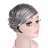 billige Tilbehør og mer-Retro / vintage De livlige 20-årene 1920-tallet Ruffle Turban Hat Hodeinnpakninger Charleston Bryllupsgjest Kostyme Dame Maskerade Fritid / hverdag Bryllupsmottagelse Utdrikningslag Voksne Hatt