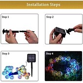abordables Guirlandes solaires-Boule marocaine lumières extérieures guirlandes solaires 5/7/10m 20/30/50leds globe guirlandes lumineuses lanterne multicolore blanc chaud blanc rvb pour extérieur jardin cour patio arbre de noël fête
