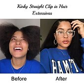 abordables Extensions à Clips-clip dans les extensions de cheveux de cheveux humains crépus raides soyeux vierge cheveux clip en pleine tête 18 pouces non transformés brésiliens remy cheveux humains pour les femmes noires 8 pièces