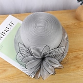 abordables Sombreros de Fiesta-Sombreros Red de Paja Cubo Sombrero Sombrero de Sol Sombrero Formal Carrera de Caballos de Kentucky Día de Damas Estilo Vintage Elegante Boda con Apliques Florales Adorno Impresionante Vestido de
