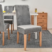 economico Fodera per sedia da pranzo-fodera per sedia da pranzo elasticizzata fodera per sedia verde fodera in velluto elastico per cene da pranzo matrimonio in hotel morbido lavabile