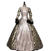 preiswerte Kleider-Retro Vintage Rokoko Viktorianisch Kleid Abschlussballkleid Übergrössen Farbblock Damen königlich Maskerade Party Abschlussball Karneval von Venedig Erwachsene Kleid