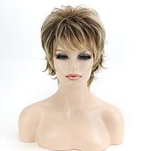 economico parrucca più vecchia-parrucche per capelli corti parrucche sintetiche per donne nere/bianche parrucche per capelli corti con frangetta acconciature parrucche per donne