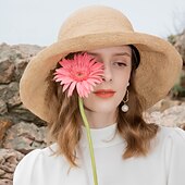 baratos Chapéu de Festa-chapéus de palha de fibra natural com bowknot 1 peça casual headpiece
