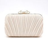 preiswerte Clutches &amp; Taschen für die Abendgarderobe-Elegante weiße Plissee-Clutch für Damen – Abendhandtasche mit Strass-Schleife für Hochzeiten, Partys und formelle Anlässe