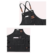 cheap Aprons-Chef Apron For Women and Men, Kitchen Cooking Apron, Personalised Gardening Apron with Pocket Work Aprons Cross Back Heavy Duty Adjustable