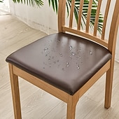 economico Copertura per sedia-Fodera per sedia da cucina elasticizzata bianca nera grigia fodera per sedile fodera in pelle pu elastico per cenare festa in hotel matrimonio morbido lavabile