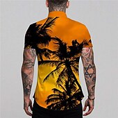 abordables Plantes tropicales-Homme Cocotier Plantes tropicales Chemise Chemise hawaïenne Chemise Aloha Manche Courte Chemise Col rabattu Mode Design Décontractées Extérieur Plein Air Casual Jaune clair Jaune Rose Claire 3D effet