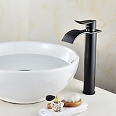 cheap Classical-Brass Bath Sink Faucet with Drain,Waterfall Rose Gold Tall Centerset Single Handle One Hole Bath Taps with Hot and Cold Water