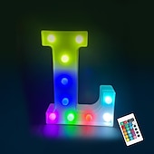 abordables 123496-LED lettre lumières signe 26 lettres alphabet avec télécommande allumer des lettres signe coloré pour veilleuse mariage/fête d&#039;anniversaire alimenté par batterie lampe de noël bar à la maison