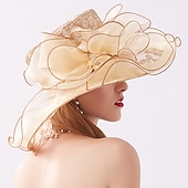 voordelige Feesthoeden-Vintage Stijl Elegante Organza Hoeden met Applicaties  Bloem  Effen Kleur 1 Stuk Casual  Feestdag  Melbourne Cup Hoofdversiering dress to impress Hoeden Race Dag Jurk