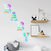 abordables 123496-LED lettre lumières signe 26 lettres alphabet avec télécommande allumer des lettres signe coloré pour veilleuse mariage/fête d&#039;anniversaire alimenté par batterie lampe de noël bar à la maison