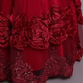 baratos Vestidos floridos-Infantil Pouco Para Meninas Vestido Floral Tecido Vestido A Line Festa Espetáculo Com Transparência Laço Branco Roxo Vinho Assimétrico Sem Manga Princesa Doce Vestidos Primavera Verão Normal 3-12 anos