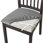 abordables Funda para silla de comedor-Fundas de asiento de terciopelo para comedor, color burdeos, elásticas, ajustadas, tapizadas, para sillas de comedor, fundas protectoras de muebles extraíbles y lavables con lazos