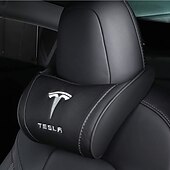 cheap Car Headrests&amp;Waist Cushions-StarFire 1 Pack Genuine Leather Hanging Car Seat Pillow Neck Support Headrest for Tesla 3 S X Y Models Black Red Coffee Colors Optional