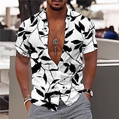 voordelige Overhemden in grote maten voor heren-Voor heren Bladeren Overhemd Grafisch overhemd Aloha-shirt Korte mouw Overhemd Strijkijzer Buiten Straat Print Zwart Wit Geel Blozend Roze blauw Afdrukken Button-omlaag Kleding Modieus Ontwerper