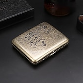 رخيصةأون اكسسوارات التدخين-علبة سجائر عتيقة مع فتح كلا الجانبين لدعم توليد زهرة برونزية مكثفة معدنية منحوتة (يمكن أن تحمل 20 سيجارة)