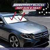 お買い得  車用ボディカバー-スターファイア1ピース米国旗車用サンシェード折りたたみ式車フロントウィンドウサンシェード大型SUVトラックバン用自動サンシールドカバーバイザープロテクターブロック最大UV光線が車両を涼しく保ちます