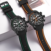 ieftine Ceasuri Quartz-Ceas OLEVS Bărbați Quartz cu Dial Mare Fashion Business Luminiscent Trei Fusuri Orar Calendar Impermeabil Ceas din Silicon Cadouri de Ziua Tatălui