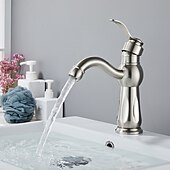 お買い得  クラシカル-洗面台用蛇口、真ちゅう製の現代的なスタイルのシングルハンドル、ホットスイッチとコールドスイッチ付きの1穴バスタップ