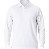 preiswerte Klassisches Poloshirt für Herren-Herren Poloshirt Golfhemd Casual Täglich Polo-Kragen Klassisch Langarm Sport Modisch Feste Farbe Knopf vorne Button-Down Frühling &amp; Herbst Regular Fit Wein Weiß Blau Grau Poloshirt