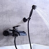 cheap Bathtub Faucets-Bathtub Faucet - Modern Contemporary Electroplated Wall Installation Ceramic Valve Bath Shower Mixer Taps