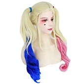 levne Paruky filmových postav-harley quinn joneting modrá a růžová tepelně odolná paruka vlasy anime cosplay paruky halloween paruky