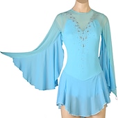 ieftine Rochii de patinaj artistic-Rochie de Patinaj Artistic Pentru femei Fete Πατινάζ στο πάγο Rochii Ținute Alb Bleumarin Albastru celest Peteci Plasă Spandex Înaltă Elasticitate Antrenament Profesional Competiție Ținută Patinaj