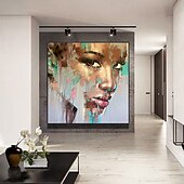 halpa Ihmisiä kuvaavat taulut-Hang-Painted öljymaalaus Maalattu Neliö Abstrakti Ihmiset Nykyaikainen Moderni Ilman Inner Frame  (ei kehystä)