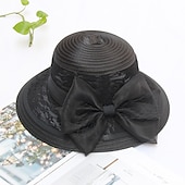 baratos Chapéu de Festa-Chapéu Kentucky Derby Chapéus Palha Renda Chapéu de balde Chapéu de palha Chapéu de sol Casual Feriado Copa Melbourne coquetel Royal Astcot Elegante Estilo vintage Com Laço Renda Capacete Chapéu