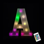 abordables 123496-LED lettre lumières signe 26 lettres alphabet avec télécommande allumer des lettres signe coloré pour veilleuse mariage/fête d&#039;anniversaire alimenté par batterie lampe de noël bar à la maison