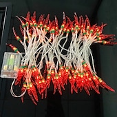 abordables Guirlandes lumineuses à piles-Guirlande lumineuse en forme de poivron rouge 3m 20leds guirlande lumineuse à piles noël jardin maison balcon vacances fête décoration