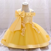 ieftine Rochii de Petrecere-Copii Fete Rochie Mată Floare Manșon scurt Petrecere Zilnic Brodat Funde Drăguţ Prințesă Poliester Midi Rochie cu broderie florală Rochie Skater Rochie din Tul Vară Primăvară 2-8 ani Galben Roz
