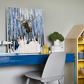 cheap Oil Paintings-Oil Painting Hand Painted Vertical Animals Modern Rolled Canvas (No Frame)