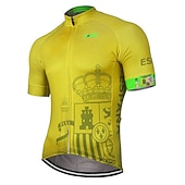 abordables Maillots pour hommes-Homme Maillot de cyclisme Espagne Drapeau national Manche Courte Cyclisme Maillot Top avec 3 poches arrière VTT Vélo tout terrain Cyclisme sur route Résistant aux UV Séchage Rapide Bandes
