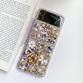 Недорогие Чехлы для Samsung-телефон Кейс для Назначение SSamsung Galaxy Z-флип 7 Z-флип 6 Z Flip 5 Z Flip 4 Z Flip 3 Кейс на заднюю панель Стразы Защита от пыли Защита от удара Хрустальный алмаз ТПУ