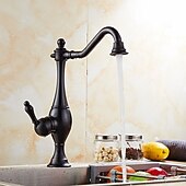 Χαμηλού Κόστους Βρύσες Κουζίνας-βρύση κουζίνας, ψηλό τόξο μονή λαβή με μία οπή περιστρεφόμενη τυπική ρετρό βρύση κουζίνας (αντίκες ορείχαλκος/ σφαίρα)