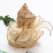 voordelige Feesthoeden-Vintage Stijl Elegante Organza Hoeden met Applicaties  Bloem  Effen Kleur 1 Stuk Casual  Feestdag  Melbourne Cup Hoofdversiering dress to impress Hoeden Race Dag Jurk