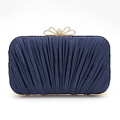 preiswerte Clutches &amp; Taschen für die Abendgarderobe-Elegante weiße Plissee-Clutch für Damen – Abendhandtasche mit Strass-Schleife für Hochzeiten, Partys und formelle Anlässe
