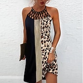 ieftine Rochie cu dungi și geometrică-Pentru femei Rochii Midi Rochie casual Rochie cu decolteu Elegant Modă Stilat Zilnic Plajă Vacanță Fit regulat Geometric Imprimeu Fără manșon Gâtul halter Roșu Vin Albastru Închis Vară Primăvară