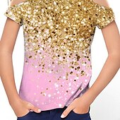 abordables Vision 3D de la Fille &amp; Éclat-Fille 3D Dégradé T-shirt Manche Courte 3D effet Eté Printemps Actif Mode Le style mignon Enfants 3-12 ans Extérieur du quotidien Standard