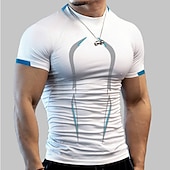 cheap Men&#039;s Active Tees &amp; Tanks-Men&#039;s Compression Shirt Running Shirt Short Sleeve Tee Tshirt Athletic Athleisure Summer Breathable Moisture Wicking Soft Fitness Running Walking Sportswear Activewear Solid Colored Dark Grey Black