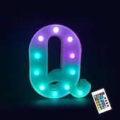 abordables 123496-LED lettre lumières signe 26 lettres alphabet avec télécommande allumer des lettres signe coloré pour veilleuse mariage/fête d&#039;anniversaire alimenté par batterie lampe de noël bar à la maison