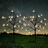 economico Illuminazione vialetto-2 pezzi di luce solare per esterni a forma di fiore di ciliegio, colore bianco caldo, luce multicolore