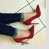 cheap Stiletto Heels-Women&#039;s Heels Pumps Valentines Gifts Stilettos High Heels Daily Solid Colored Stiletto Heel Pointed Toe Basic Casual Walking PU Loafer Wine Black / Red Almond