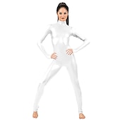cheap Glossy-Zentai Suits Cosplay Costume Catsuit Motorcycle Girl Carnival Costume Full Body Suit Men&#039;s Women&#039;s Sex Sexy Costume Solid Colored Spandex Latex Costume for Halloween Adults&#039;