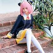  Cosplay peruukit naisten bob otsatukalla  lämpöä kestävä kuitukihara suora vaaleanpunainen teini-ikäisille aikuisille anime-peruukki  synteettiset hiukset