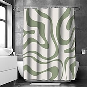 cheap Shower Curtains-Sage Green Shower Curtain with Hooks Waterproof 180cm*180cm(70&quot;*70&quot;)for Bathroom Liner Bath Decor Textured Fabric Shower Curtain Sets Machine Washable